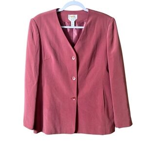 Vintage Talbots 100% Silk Blazer‎ Rose Pink Size 12 Petite Minimalist Old Money